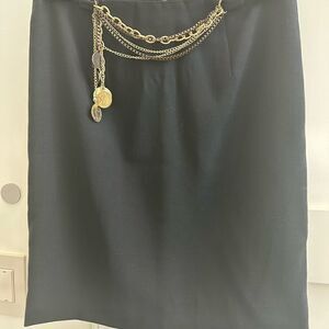 Worth Collection New York black wolf skirt with chain detail. Size 6